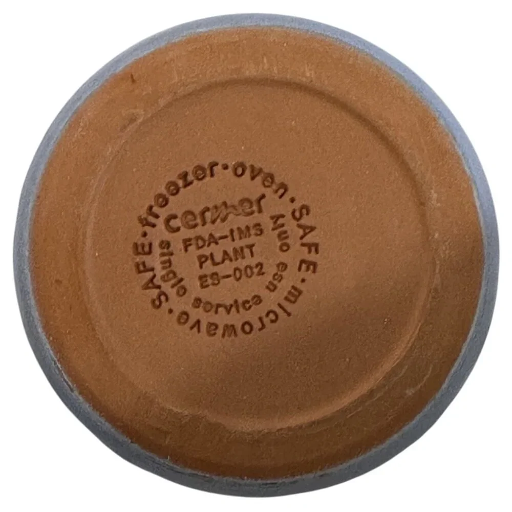 La Fermiere Terra Cotta Periwinkle Blue Empty Yogurt Pot Small 3